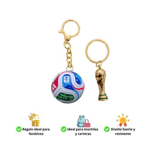 Llavero de Colección Balón Tricolor & Trofeo Dorado